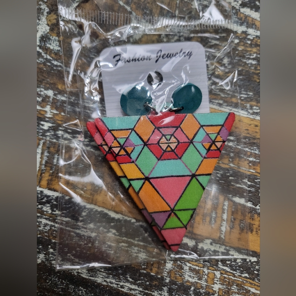Earrings Geometric Multicolor - Picture 2 of 3